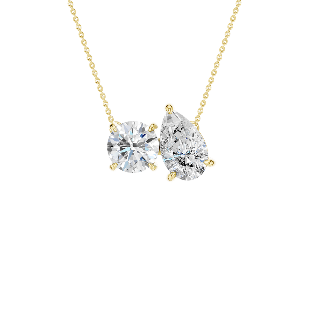Toi et Moi Pendant (Round, Pear) in 14K Yellow Gold – Silvadi Jewelry Aurora CO