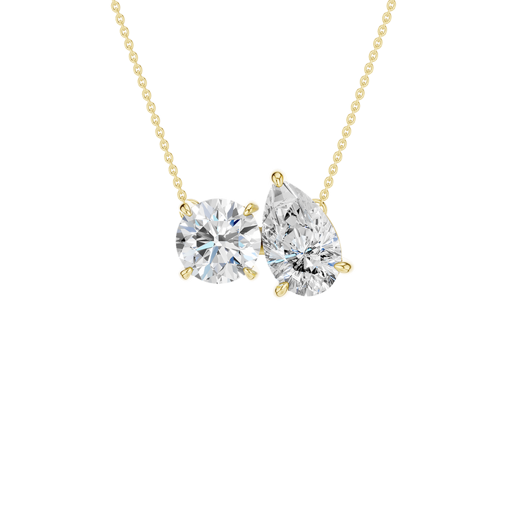 Toi et Moi Pendant (Round, Pear) in 14K Yellow Gold – Silvadi Jewelry Aurora CO