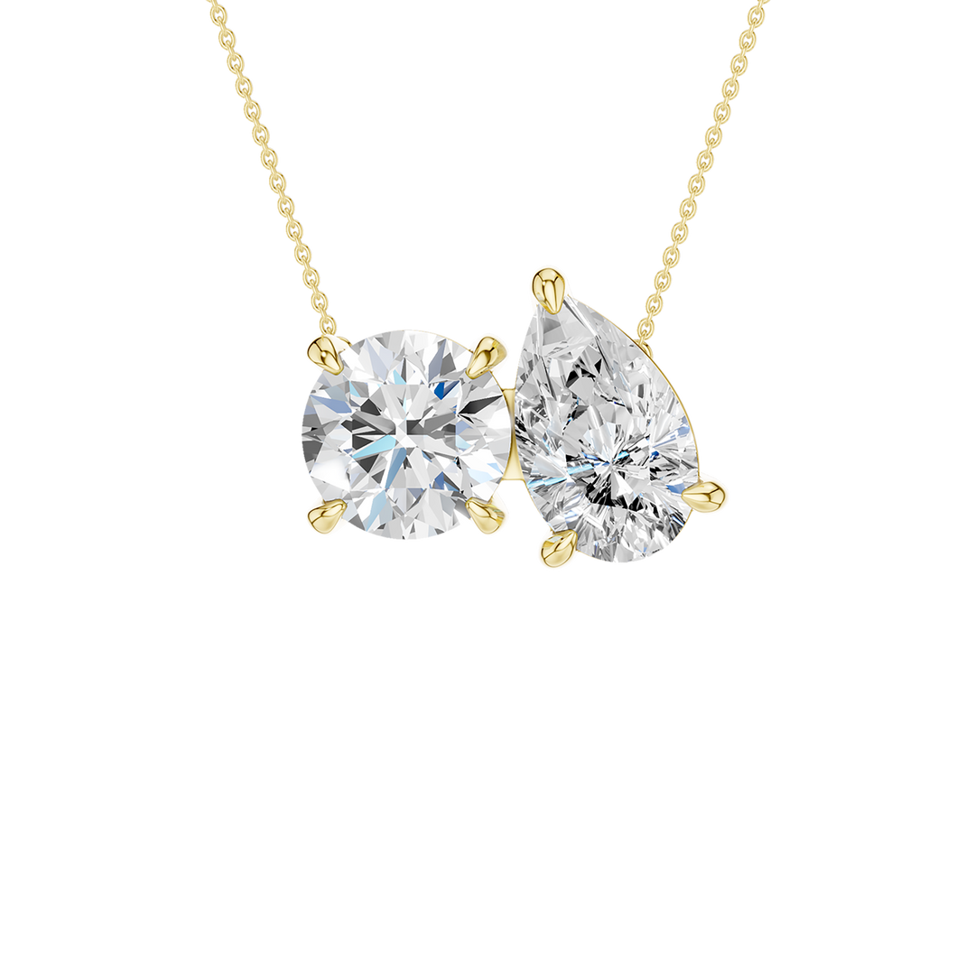 Toi et Moi Pendant (Round, Pear) in 14K Yellow Gold – Silvadi Jewelry Aurora CO