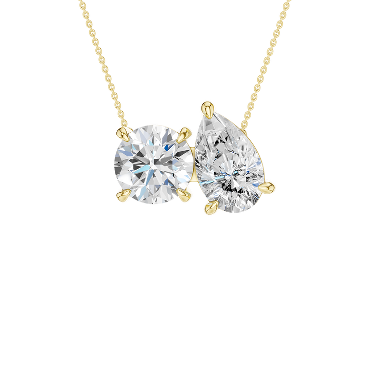 Toi et Moi Pendant (Round, Pear) in 14K Yellow Gold – Silvadi Jewelry Aurora CO