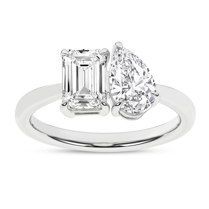 Toi et Moi Ring (Emerald, Pear) in 14K White Gold – Silvadi Jewelry Aurora CO