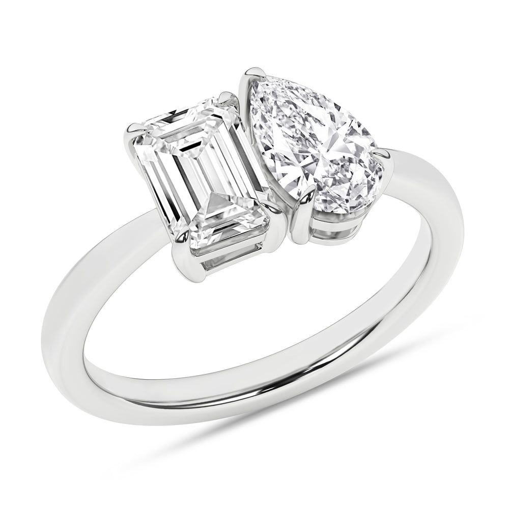 Toi et Moi Ring (Emerald, Pear) in 14K White Gold – Silvadi Jewelry Aurora CO