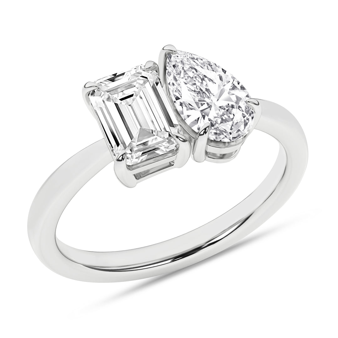 Toi et Moi Ring (Emerald, Pear) in 14K White Gold – Silvadi Jewelry Aurora CO