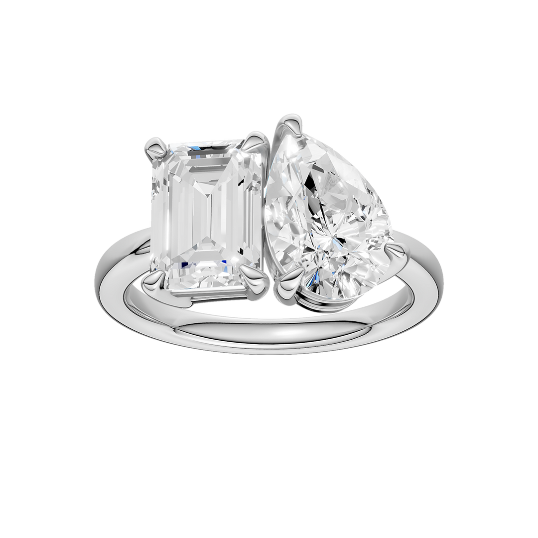 Toi et Moi Ring (Emerald, Pear) in 14K White Gold – Silvadi Jewelry Aurora CO