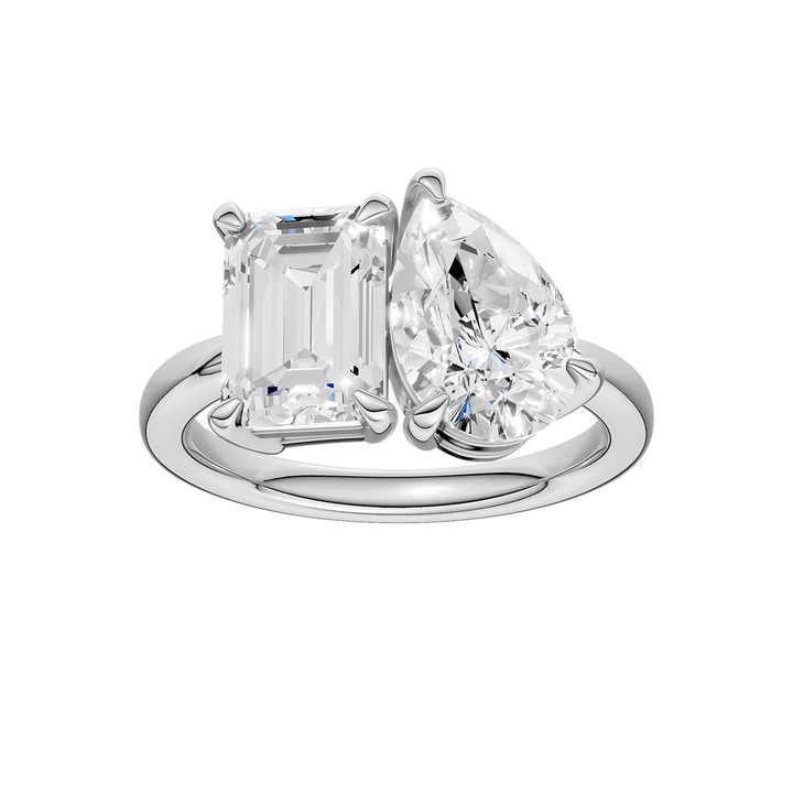 Toi et Moi Ring (Emerald, Pear) in 14K White Gold – Silvadi Jewelry Aurora CO