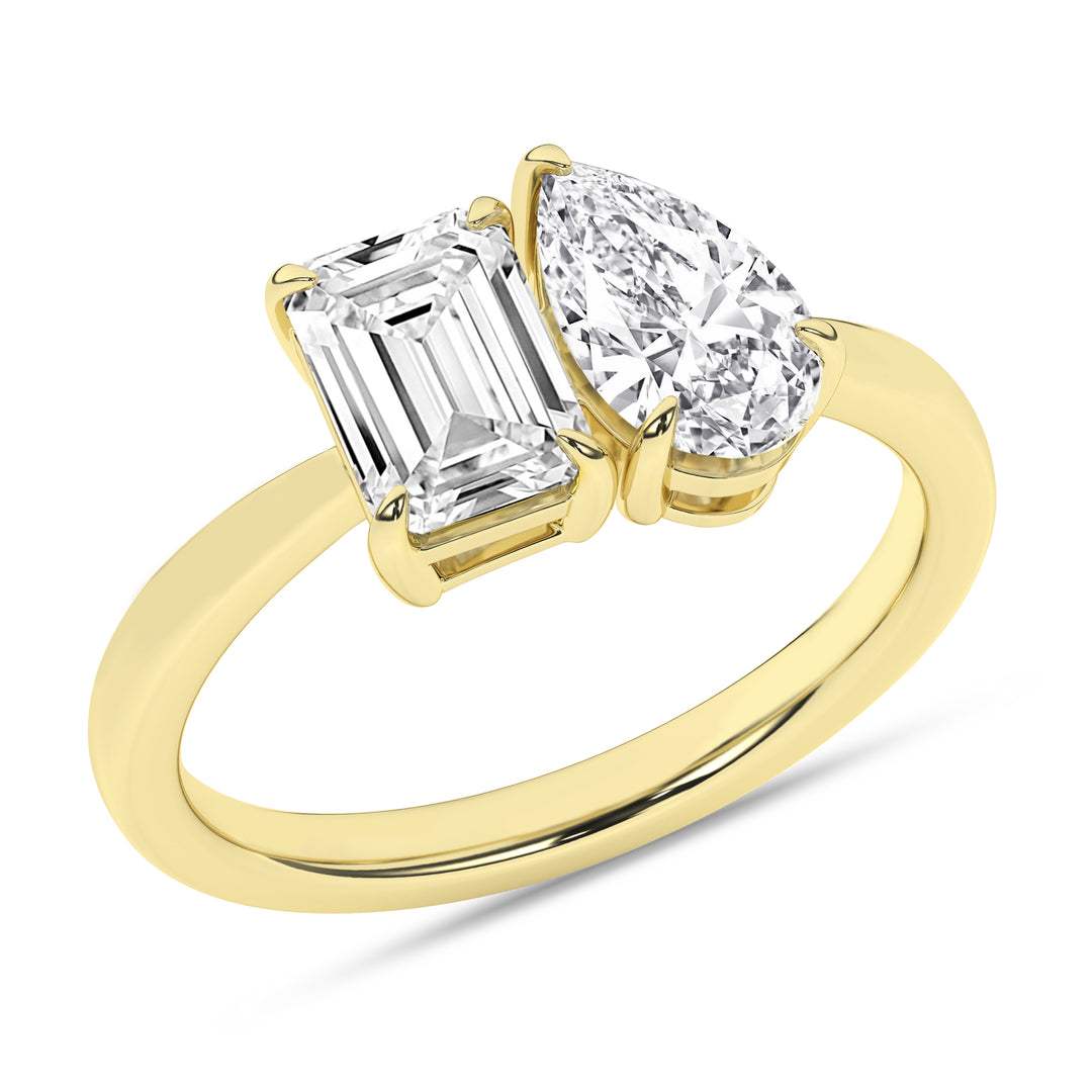 Toi et Moi Ring (Emerald, Pear) in 14K Yellow Gold – Silvadi Jewelry Aurora CO
