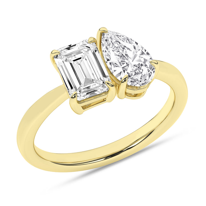 Toi et Moi Ring (Emerald, Pear) in 14K Yellow Gold – Silvadi Jewelry Aurora CO