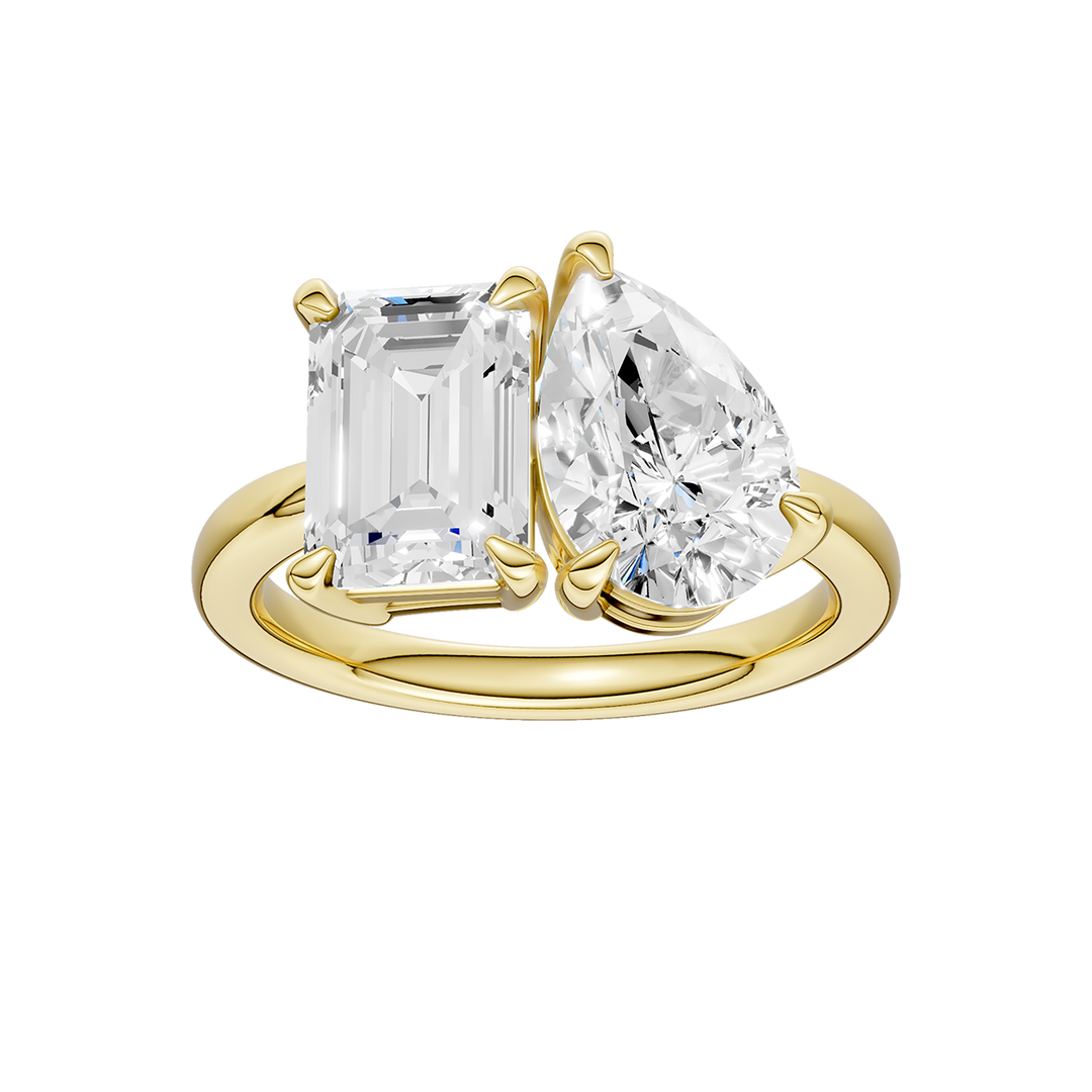 Toi et Moi Ring (Emerald, Pear) in 14K Yellow Gold – Silvadi Jewelry Aurora CO