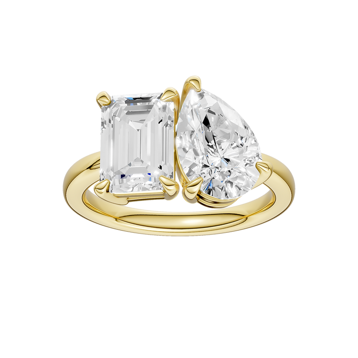 Toi et Moi Ring (Emerald, Pear) in 14K Yellow Gold – Silvadi Jewelry Aurora CO