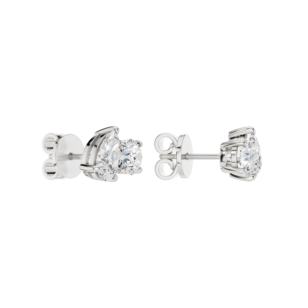 Toi et Moi Stud Earrings (Round, Pear) in 14K White Gold – Silvadi Jewelry Aurora CO