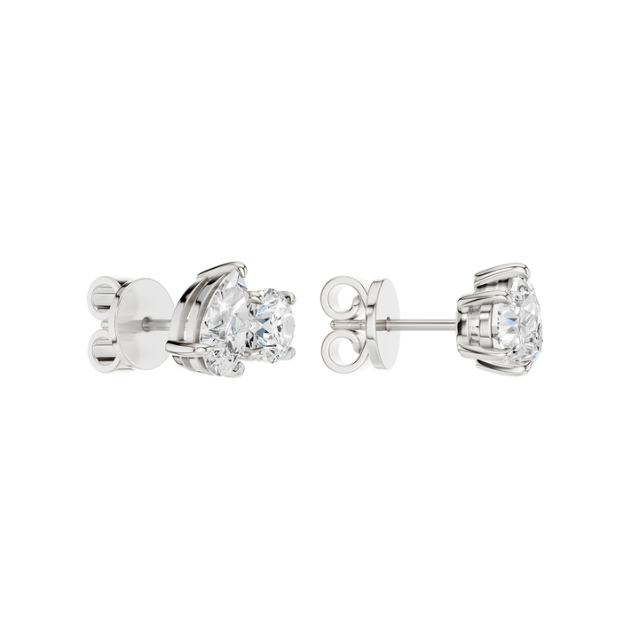 Toi et Moi Stud Earrings (Round, Pear) in 14K White Gold – Silvadi Jewelry Aurora CO