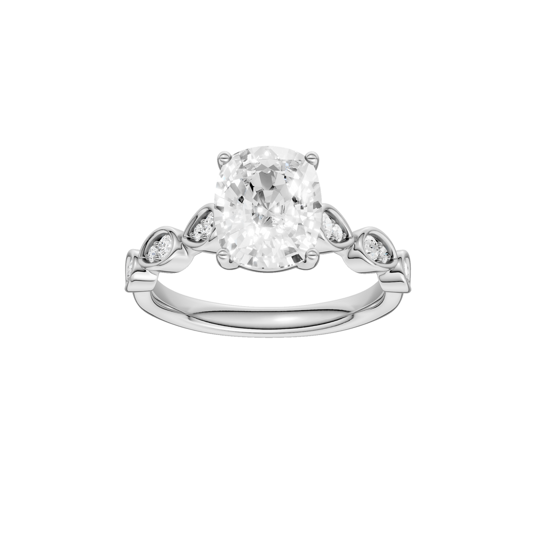 Trellis Shank Engagement Ring (Elongated Cushion) in 14K White Gold – Silvadi Jewelry Aurora CO