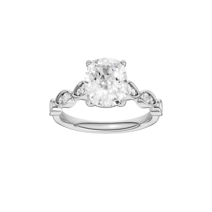 Trellis Shank Engagement Ring (Elongated Cushion) in 14K White Gold – Silvadi Jewelry Aurora CO
