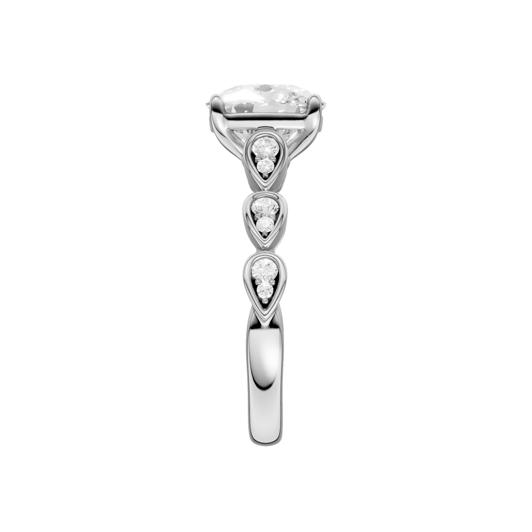 Trellis Shank Engagement Ring (Elongated Cushion) in 14K White Gold – Silvadi Jewelry Aurora CO