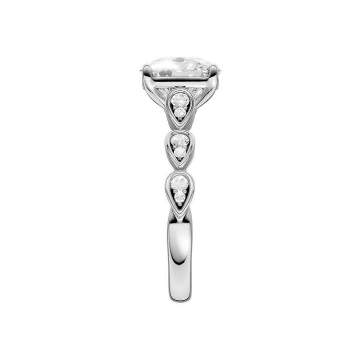 Trellis Shank Engagement Ring (Elongated Cushion) in 14K White Gold – Silvadi Jewelry Aurora CO