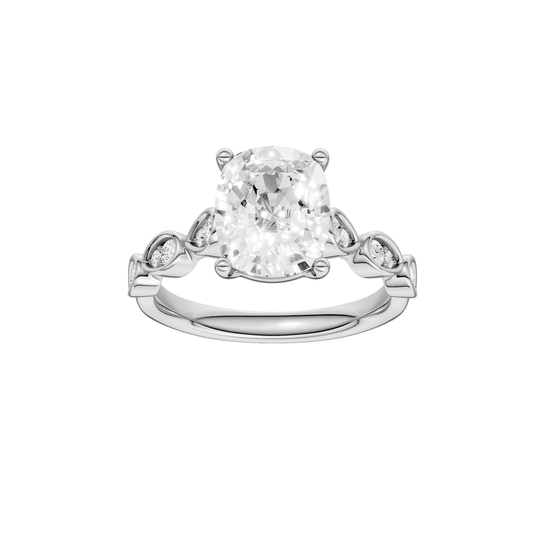 Trellis Shank Engagement Ring (Elongated Cushion) in 14K White Gold – Silvadi Jewelry Aurora CO