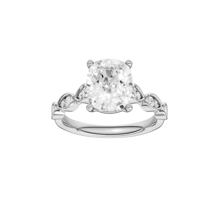 Trellis Shank Engagement Ring (Elongated Cushion) in 14K White Gold – Silvadi Jewelry Aurora CO