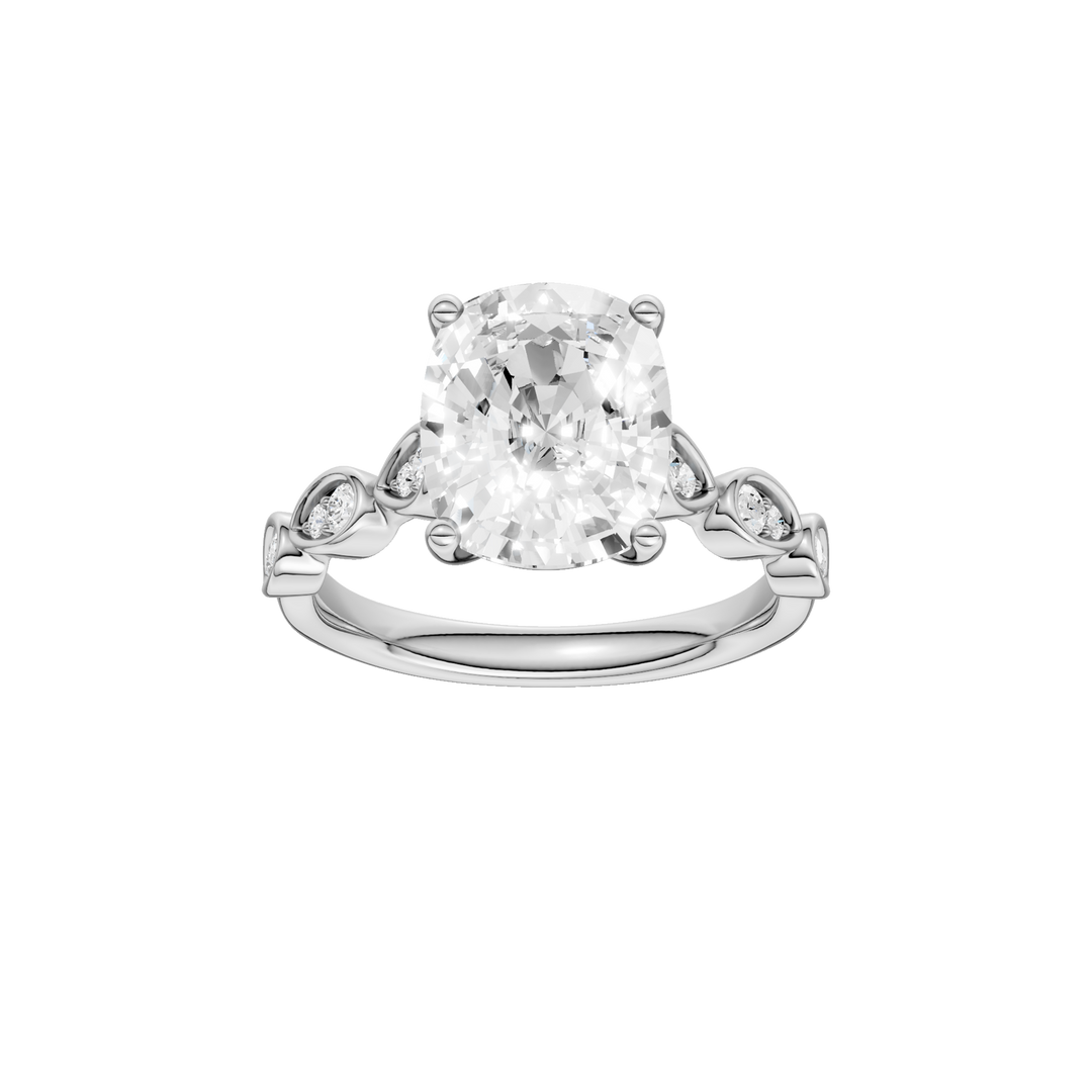 Trellis Shank Engagement Ring (Elongated Cushion) in 14K White Gold – Silvadi Jewelry Aurora CO