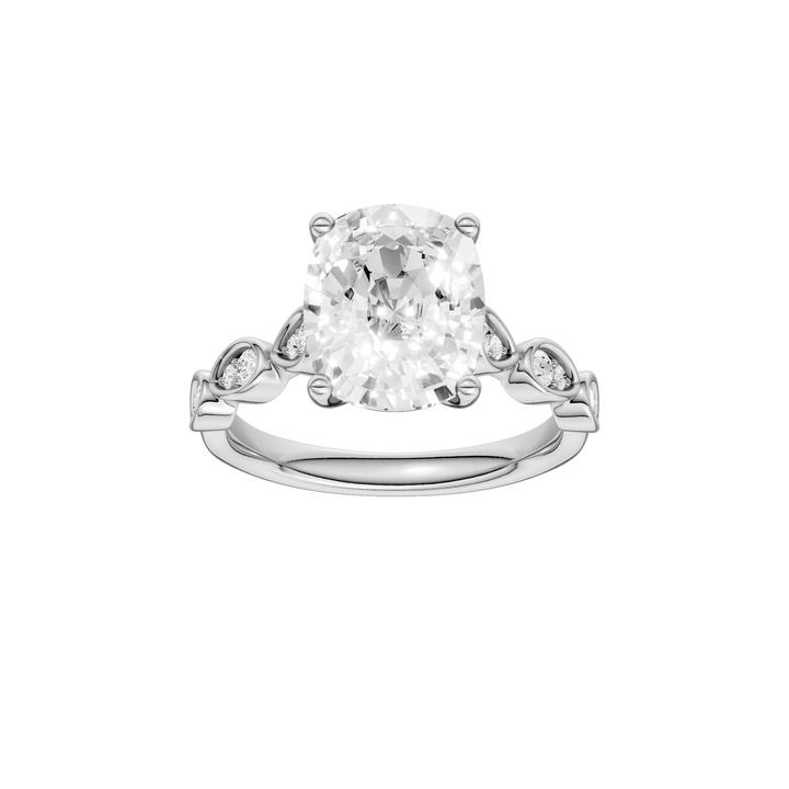Trellis Shank Engagement Ring (Elongated Cushion) in 14K White Gold – Silvadi Jewelry Aurora CO