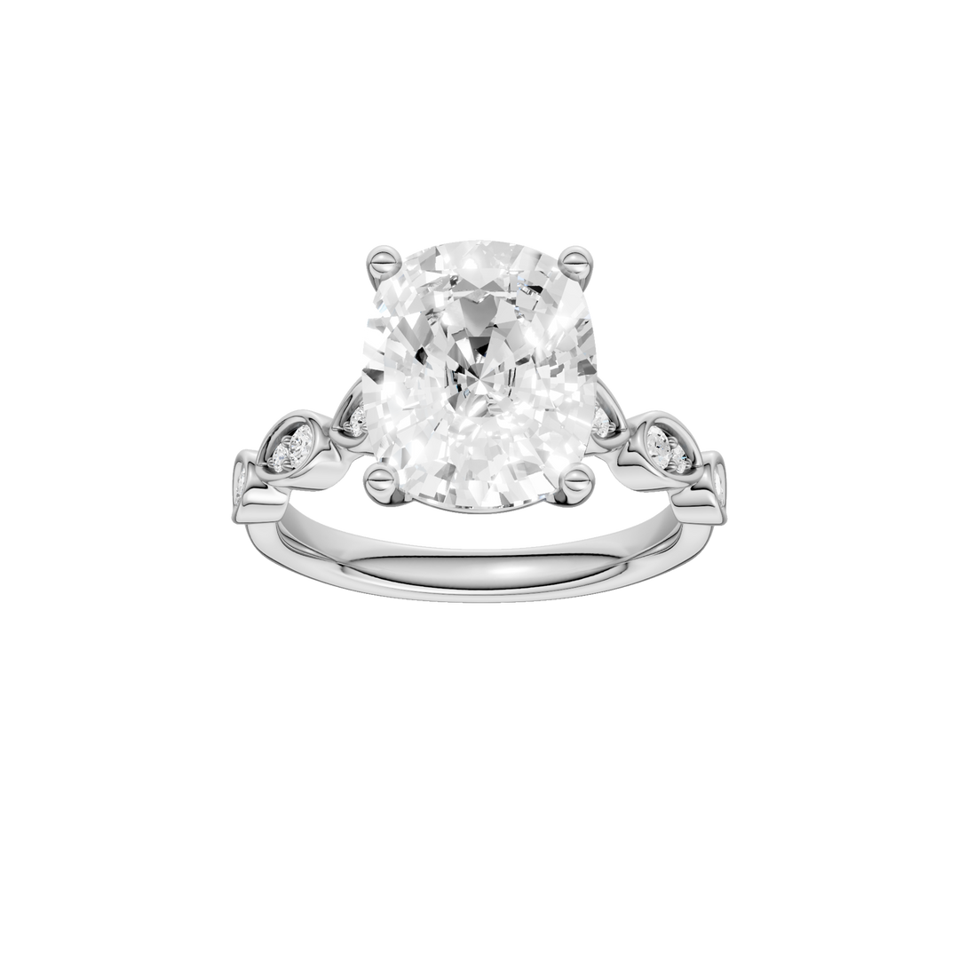 Trellis Shank Engagement Ring (Elongated Cushion) in 14K White Gold – Silvadi Jewelry Aurora CO
