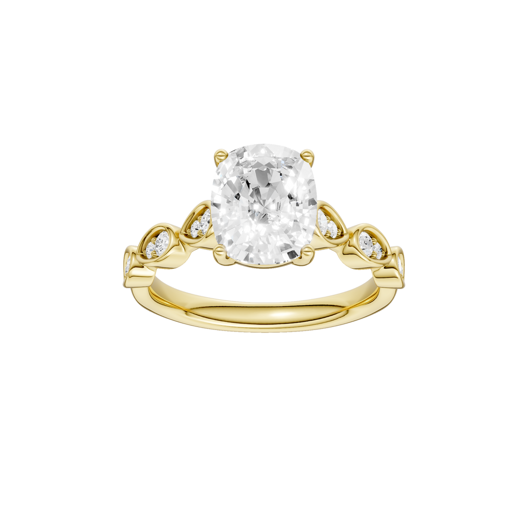 Trellis Shank Engagement Ring (Elongated Cushion) in 14K Yellow Gold – Silvadi Jewelry Aurora CO