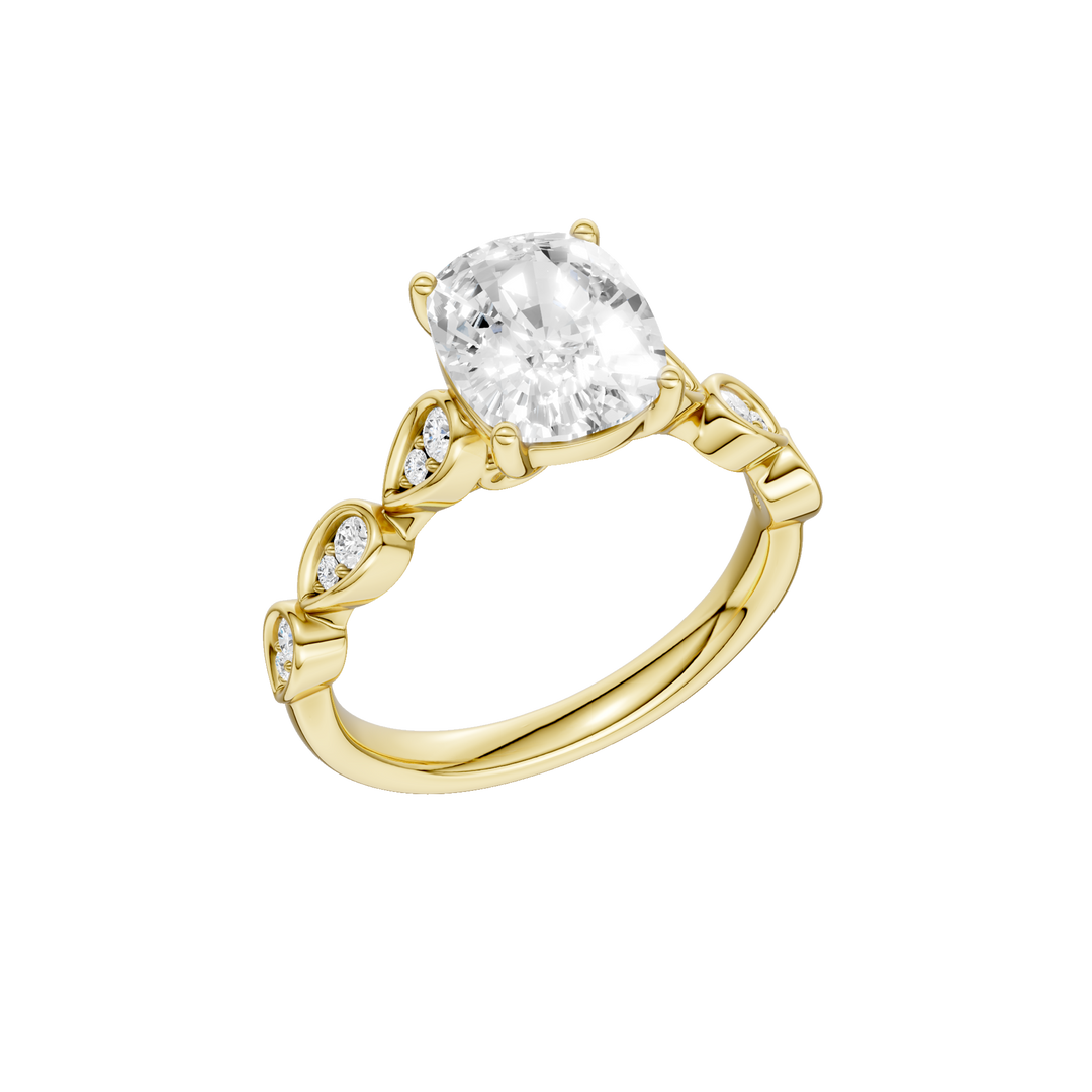 Trellis Shank Engagement Ring (Elongated Cushion) in 14K Yellow Gold – Silvadi Jewelry Aurora CO