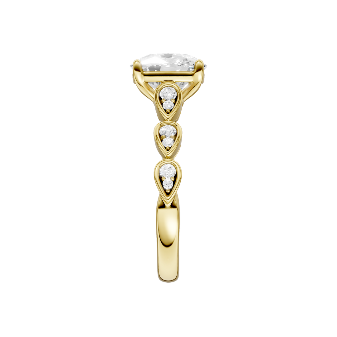 Trellis Shank Engagement Ring (Elongated Cushion) in 14K Yellow Gold – Silvadi Jewelry Aurora CO