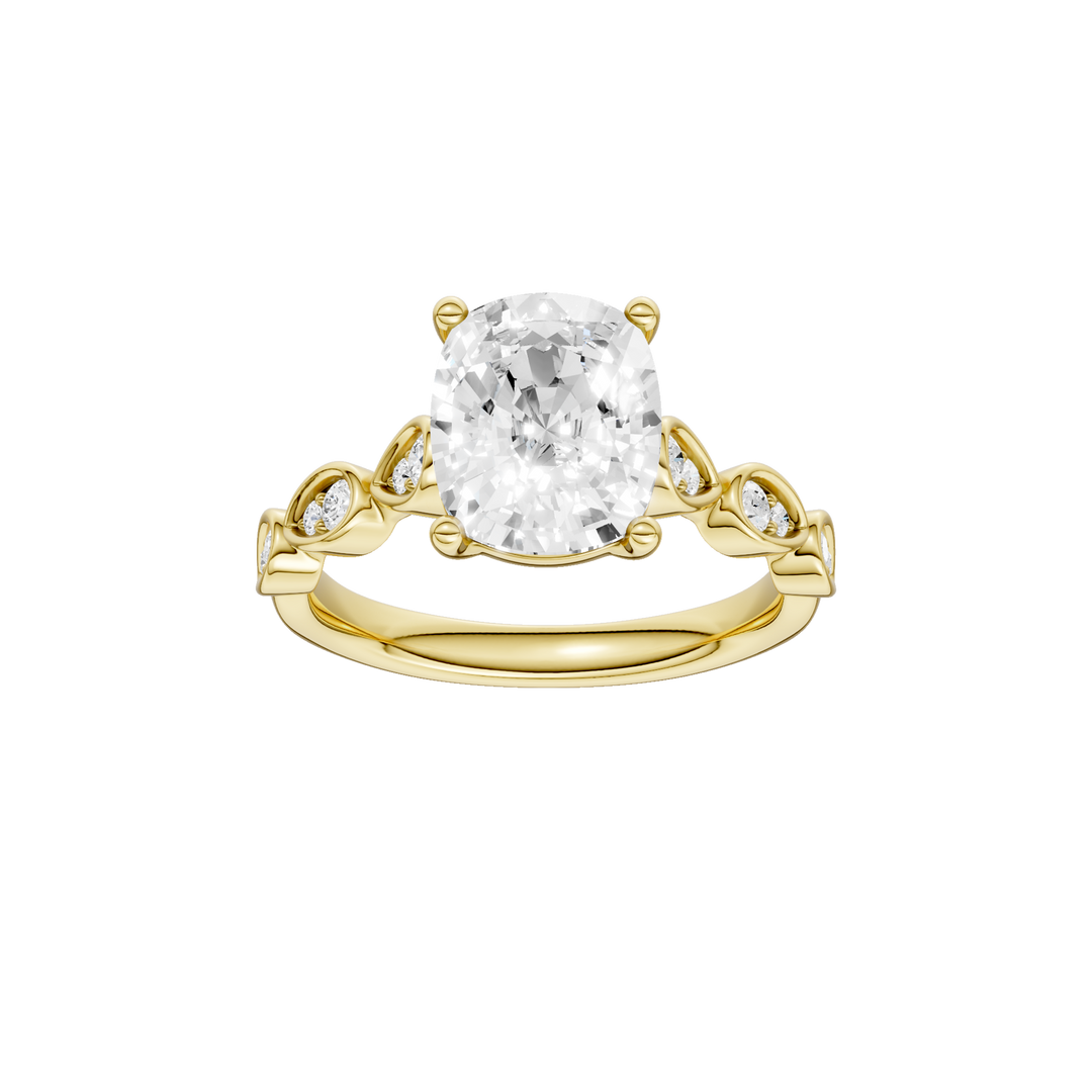 Trellis Shank Engagement Ring (Elongated Cushion) in 14K Yellow Gold – Silvadi Jewelry Aurora CO