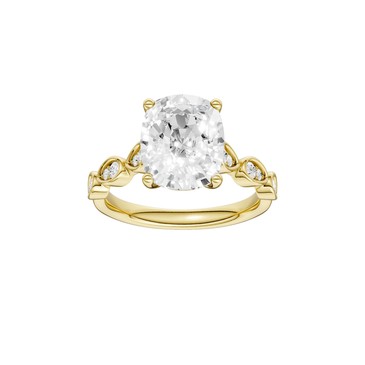 Trellis Shank Engagement Ring (Elongated Cushion) in 14K Yellow Gold – Silvadi Jewelry Aurora CO