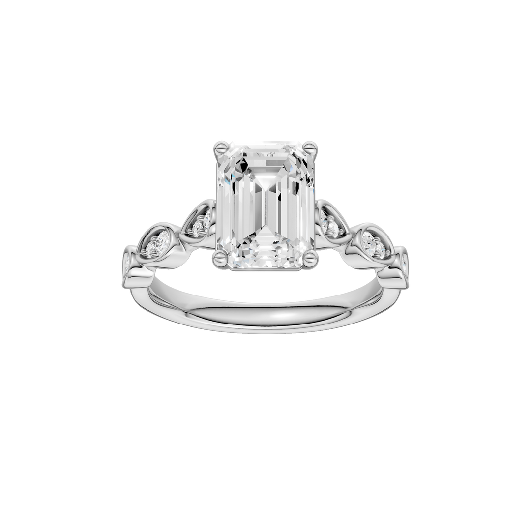 Trellis Shank Engagement Ring (Emerald) in 14K White Gold – Silvadi Jewelry Aurora CO