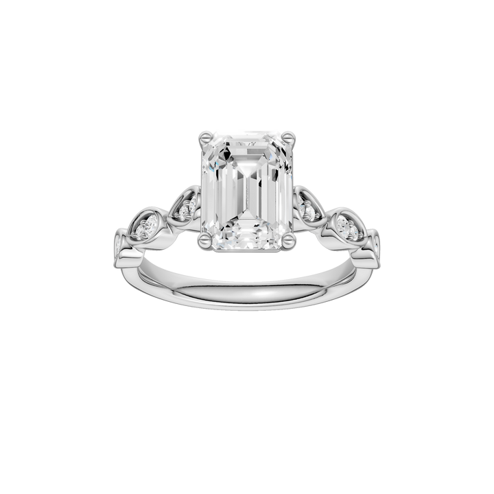 Trellis Shank Engagement Ring (Emerald) in 14K White Gold – Silvadi Jewelry Aurora CO