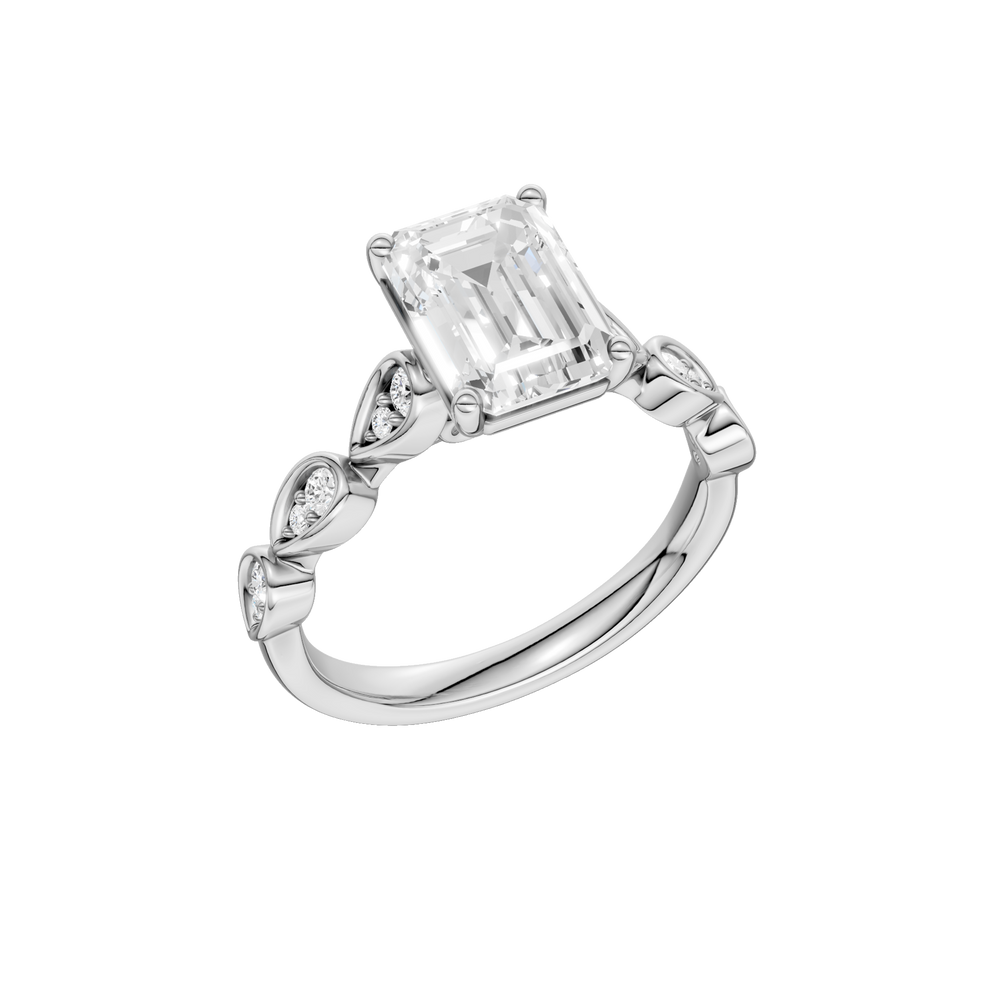 Trellis Shank Engagement Ring (Emerald) in 14K White Gold – Silvadi Jewelry Aurora CO