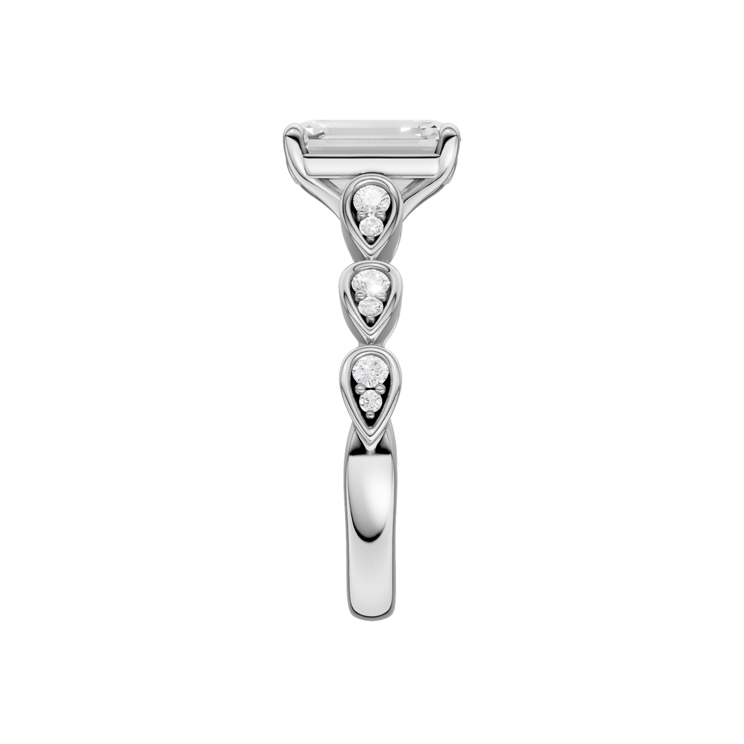 Trellis Shank Engagement Ring (Emerald) in 14K White Gold – Silvadi Jewelry Aurora CO