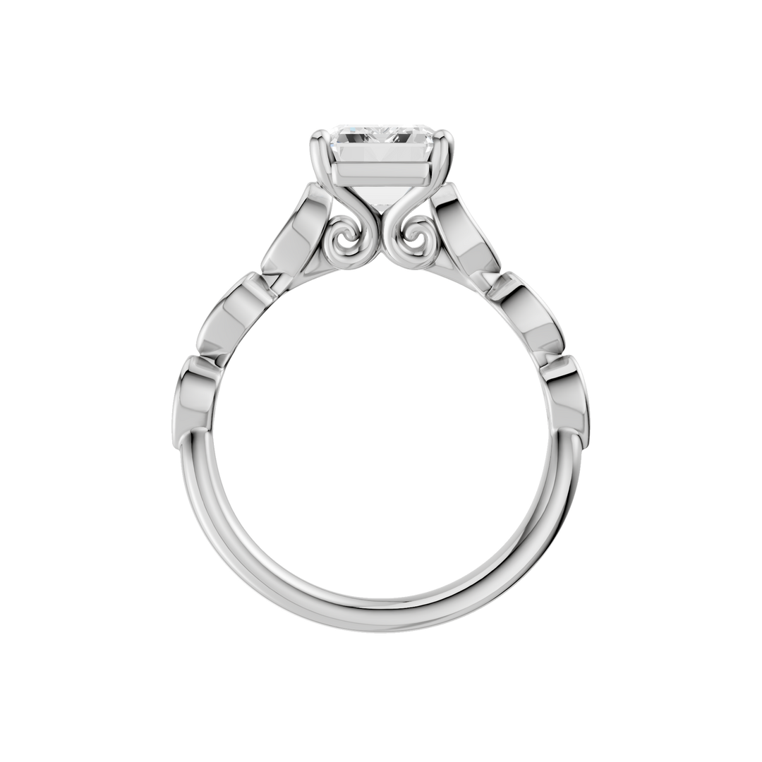 Trellis Shank Engagement Ring (Emerald) in 14K White Gold – Silvadi Jewelry Aurora CO