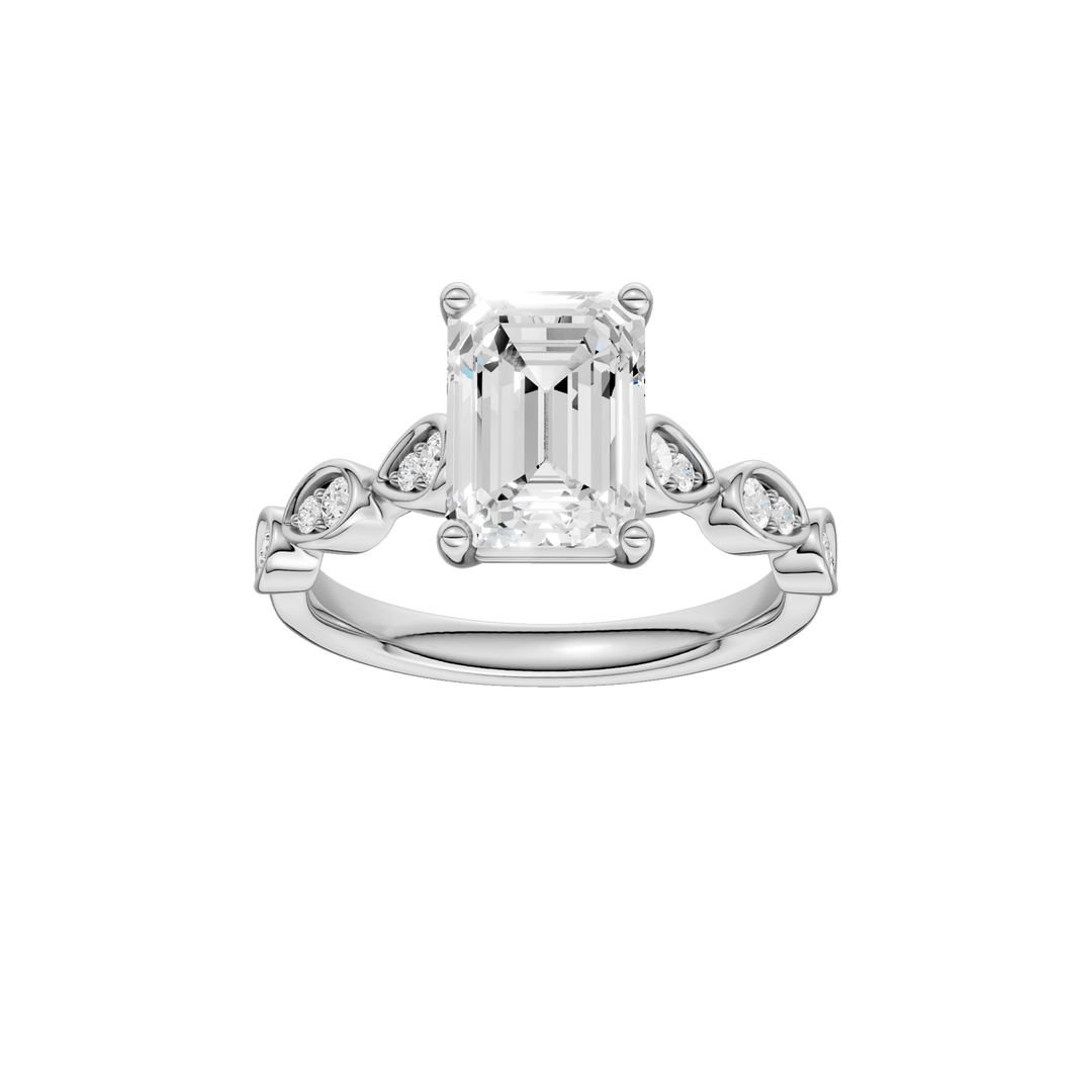 Trellis Shank Engagement Ring (Emerald) in 14K White Gold – Silvadi Jewelry Aurora CO