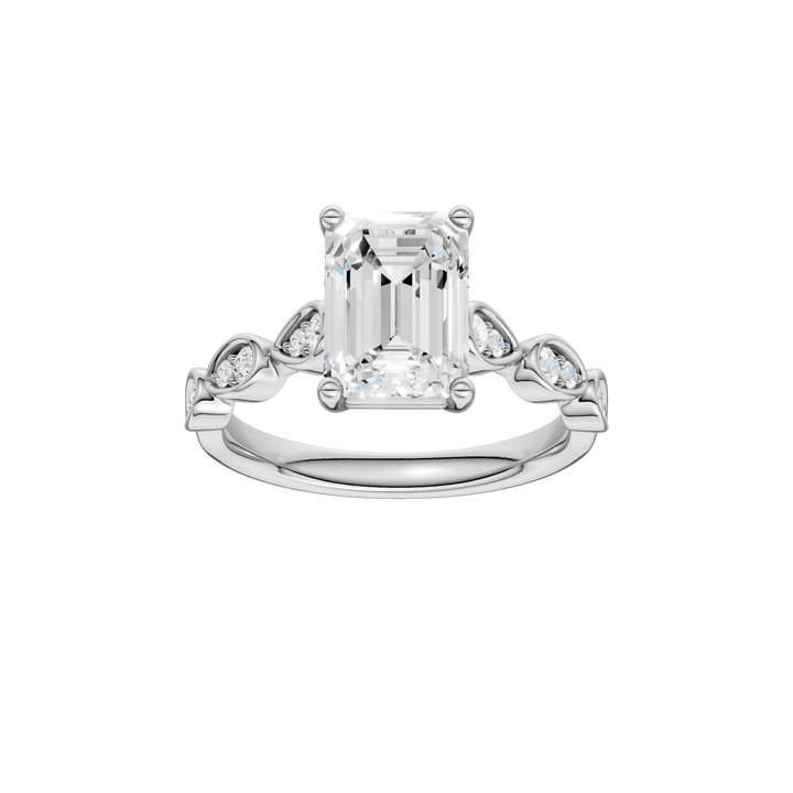 Trellis Shank Engagement Ring (Emerald) in 14K White Gold – Silvadi Jewelry Aurora CO