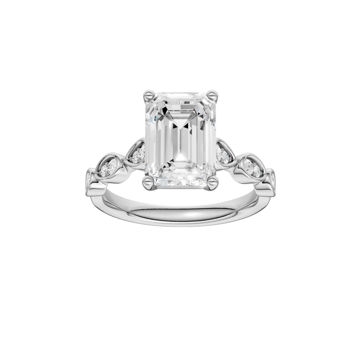 Trellis Shank Engagement Ring (Emerald) in 14K White Gold – Silvadi Jewelry Aurora CO