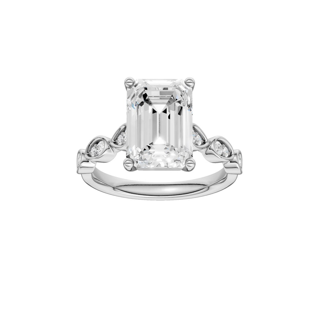 Trellis Shank Engagement Ring (Emerald) in 14K White Gold – Silvadi Jewelry Aurora CO