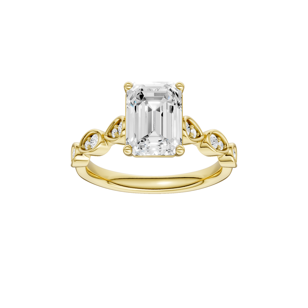 Trellis Shank Engagement Ring (Emerald) in 14K Yellow Gold – Silvadi Jewelry Aurora CO