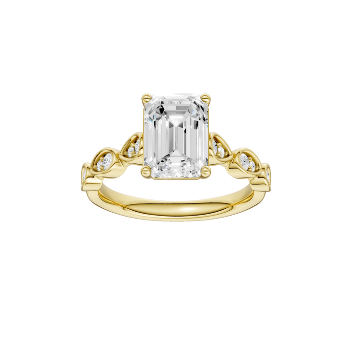 Trellis Shank Engagement Ring (Emerald) in 14K Yellow Gold – Silvadi Jewelry Aurora CO