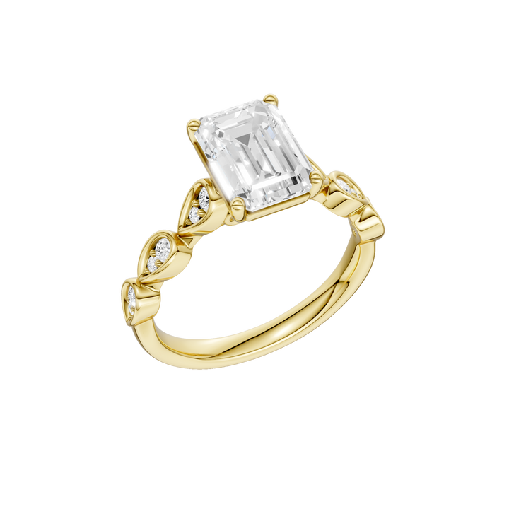 Trellis Shank Engagement Ring (Emerald) in 14K Yellow Gold – Silvadi Jewelry Aurora CO
