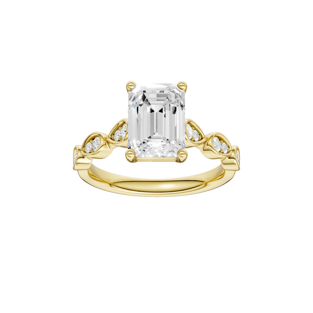 Trellis Shank Engagement Ring (Emerald) in 14K Yellow Gold – Silvadi Jewelry Aurora CO
