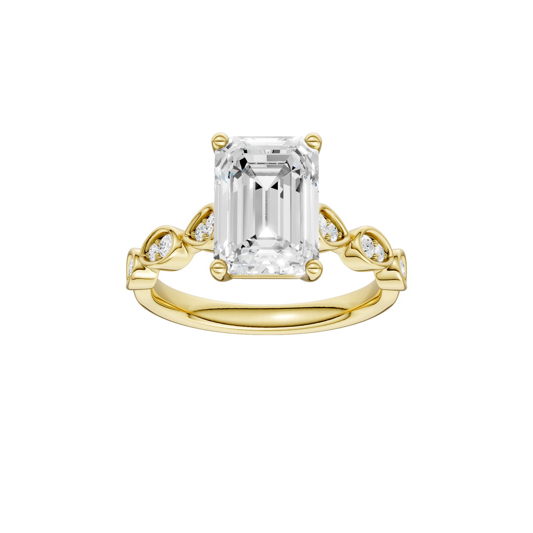 Trellis Shank Engagement Ring (Emerald) in 14K Yellow Gold – Silvadi Jewelry Aurora CO