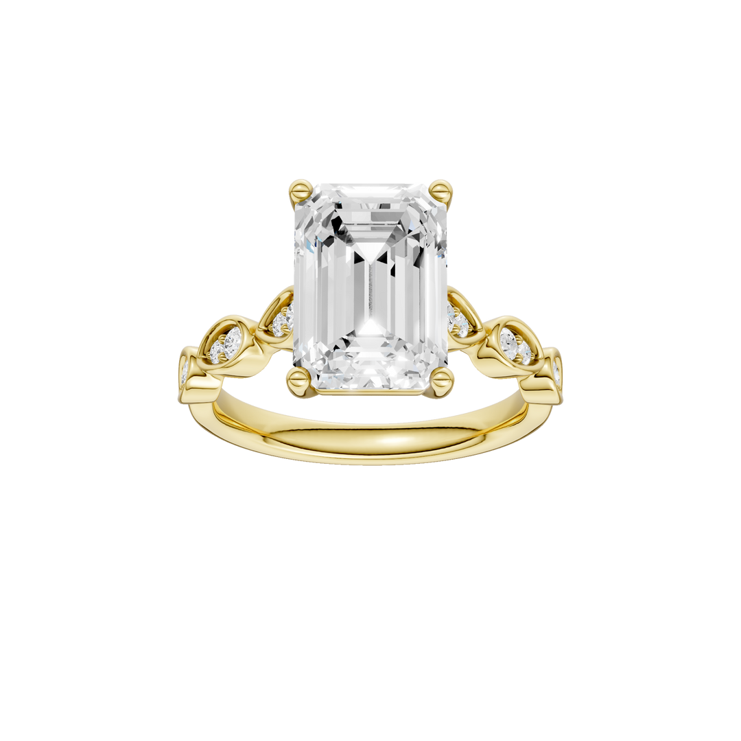 Trellis Shank Engagement Ring (Emerald) in 14K Yellow Gold – Silvadi Jewelry Aurora CO