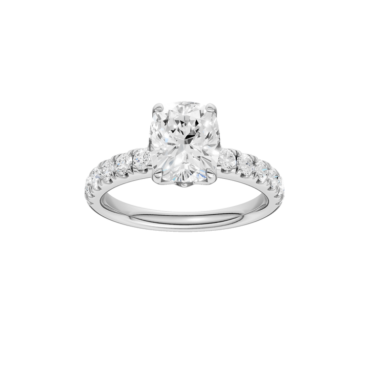 Tulip Head Engagement Ring (Elongated Cushion) in 14K White Gold – Silvadi Jewelry Aurora CO