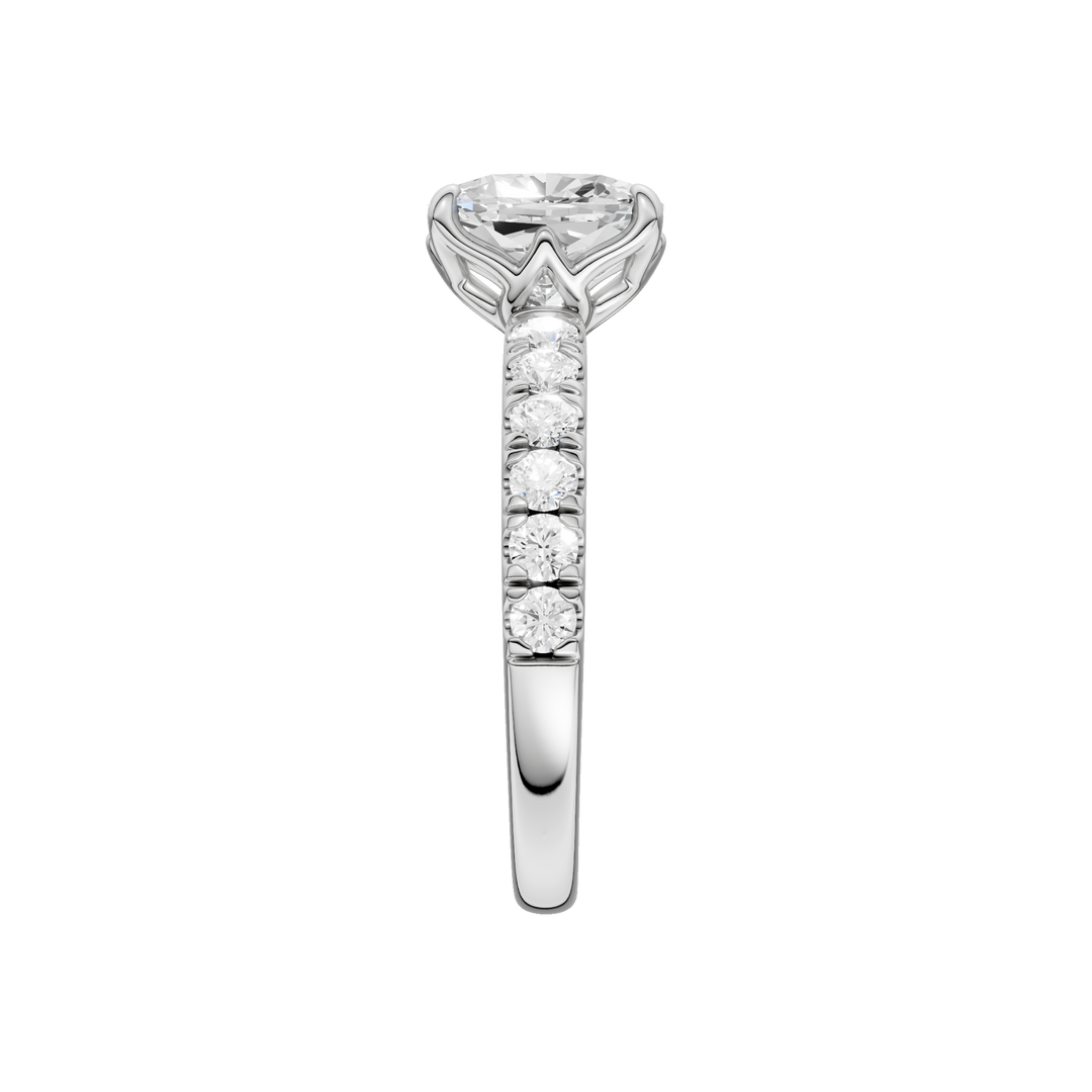 Tulip Head Engagement Ring (Elongated Cushion) in 14K White Gold – Silvadi Jewelry Aurora CO