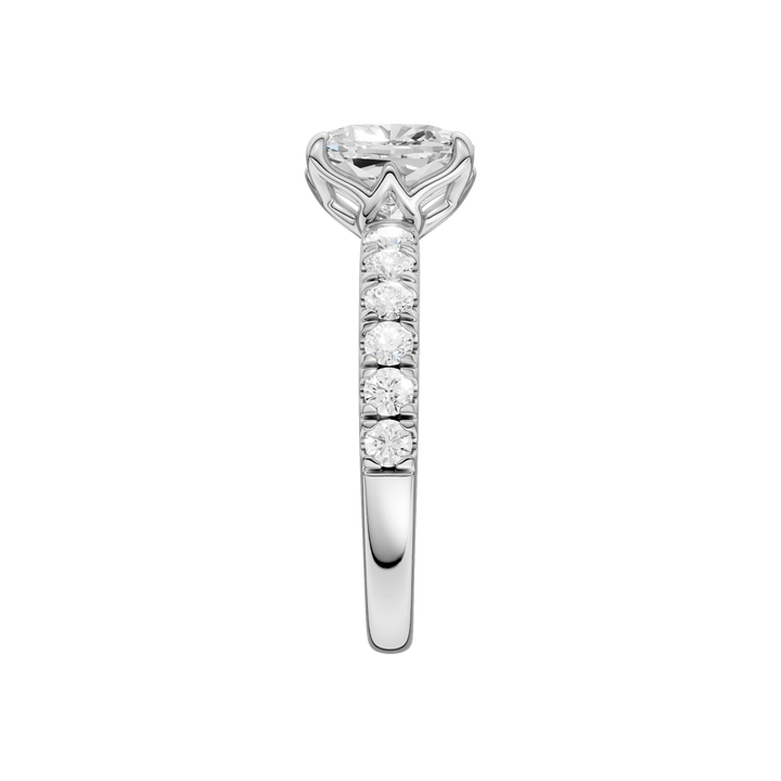 Tulip Head Engagement Ring (Elongated Cushion) in 14K White Gold – Silvadi Jewelry Aurora CO