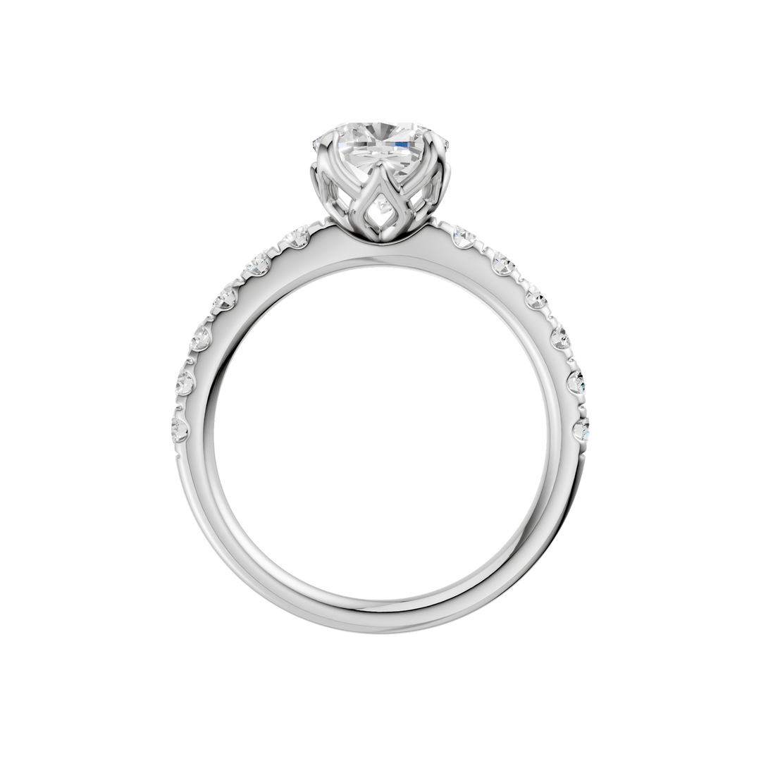 Tulip Head Engagement Ring (Elongated Cushion) in 14K White Gold – Silvadi Jewelry Aurora CO