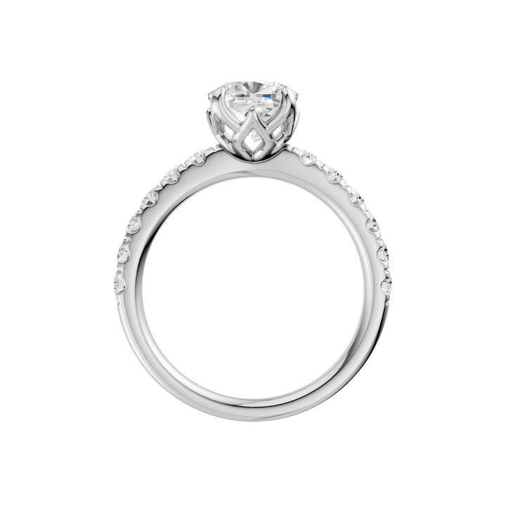Tulip Head Engagement Ring (Elongated Cushion) in 14K White Gold – Silvadi Jewelry Aurora CO