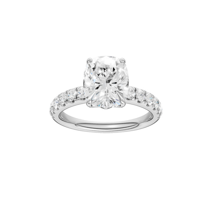 Tulip Head Engagement Ring (Elongated Cushion) in 14K White Gold – Silvadi Jewelry Aurora CO